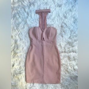Blush pink dress. Great for a night out or bridal event